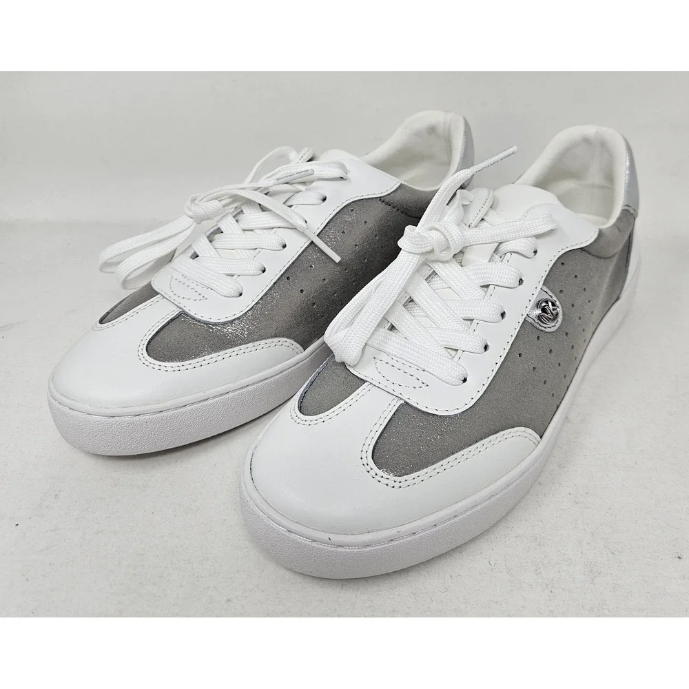 Michael Kors Scotty Casual Leather Sneakers White/Silver Women's Size 6.5M‎ NEW!
